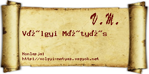 Völgyi Mátyás névjegykártya