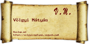 Völgyi Mátyás névjegykártya